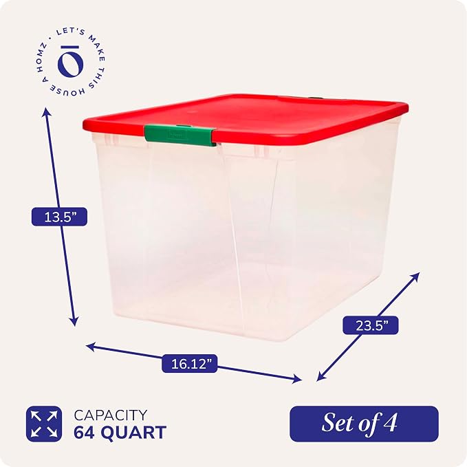 HOMZ 4-Pack Secure Latch, 64 Quart, and Office Organization - Image 4