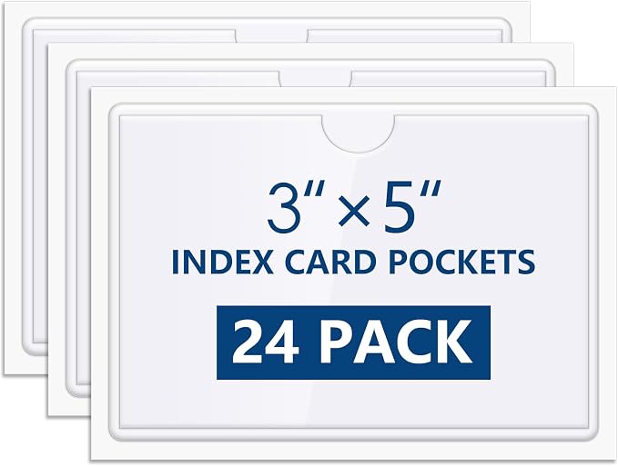 MaxGear 3" x 5" Index Card Holder, 24 Pack Label Holders by MaxGear