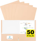 pmybupo 50-Pack Folders with Pockets, Paper Earthy Orange Two-Pocket Folders by pmybupo