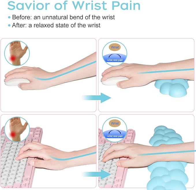 JIKIOU Upgrade Leather Cloud Keyboard Wrist Rest, Cloud Wrist Rest - Image 7