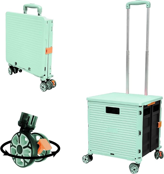 FELICON SELORSS Foldable Utility Cart Folding Portable Rolling Crate-Green | by FELICON