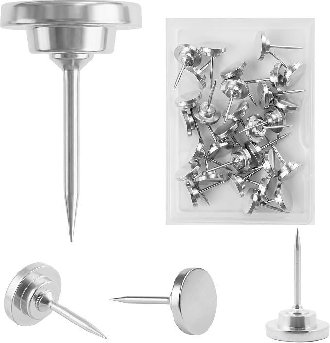 30 Pcs Metal Push Pins Silver Thumb Tacks or by Unknown