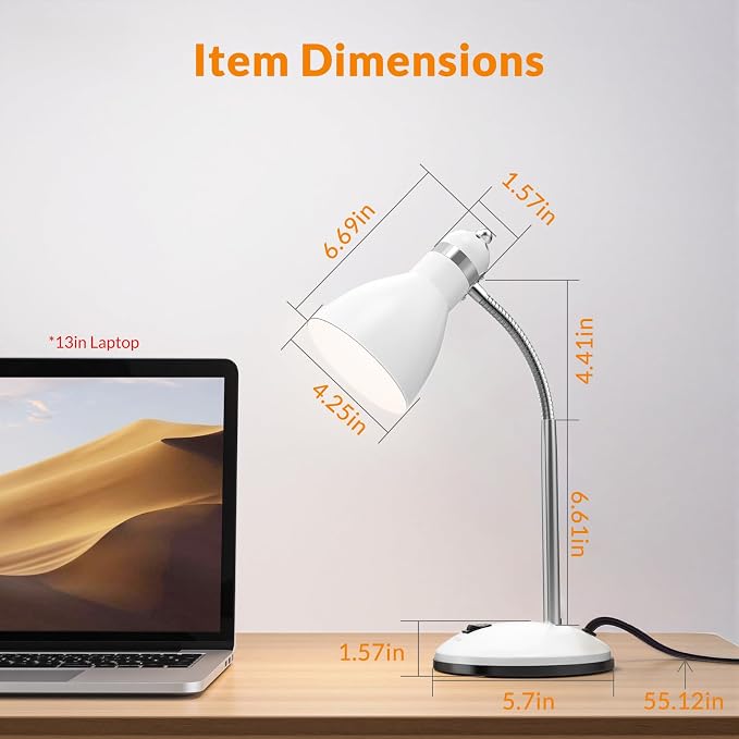 LEPOWER Metal Desk Lamp, Adjustable Goose Neck Table Lamp, Eye-Caring Study - Image 2