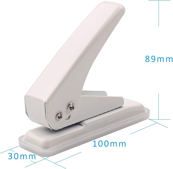 Single Hole Puncher, 1/4" Hole, 20 Sheet Capacity, Ivory White, 1 Pack | Metal - Image 2