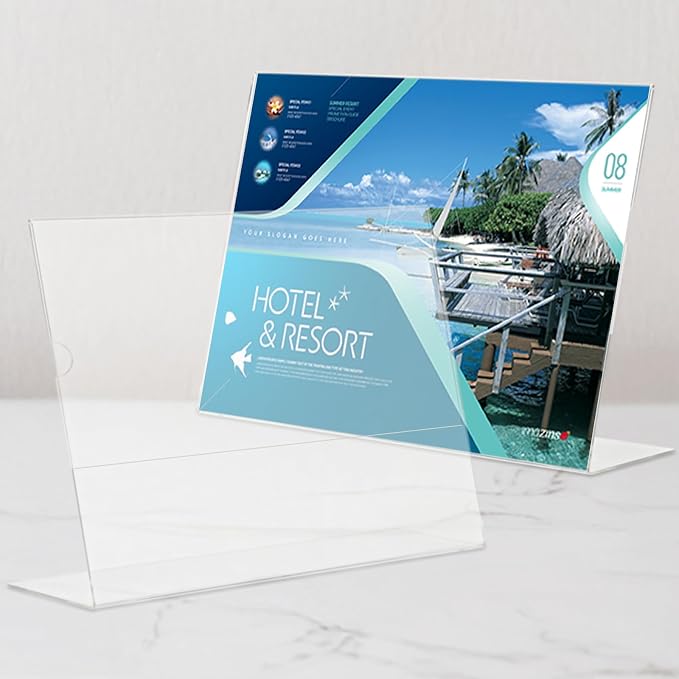 Horizontal Acrylic Sign Holder 5 x 7, L-Shape Clear Plastic Display Stand - Image 5
