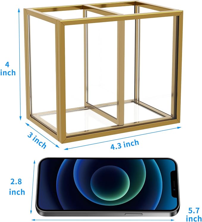 NIUBEE Gold Acrylic Pen Holder for Desk, Acrylic Desk Organizers and - Image 2