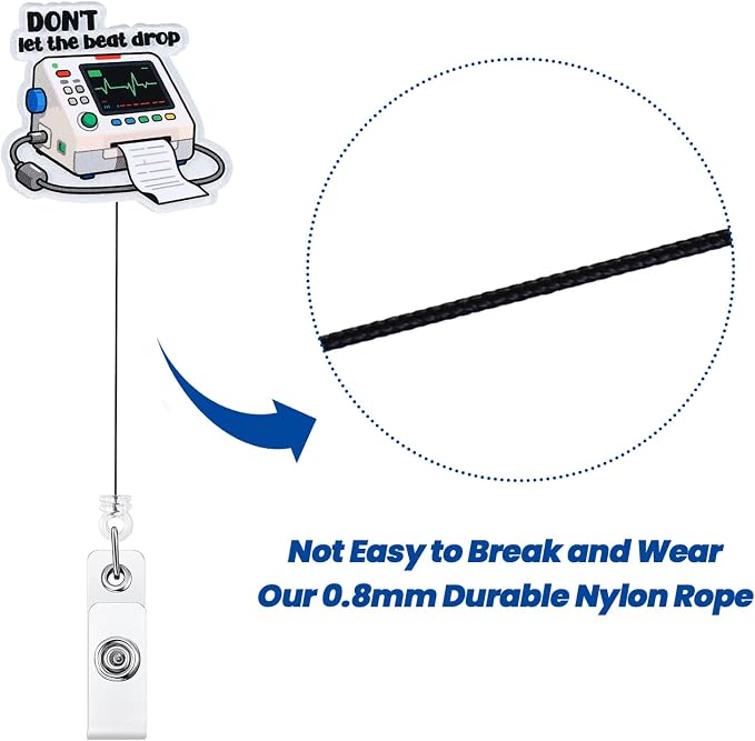 Don't Let The Beat Drop Funny Cardiac Monitor Nurse Badge Reel, Cute - Image 5