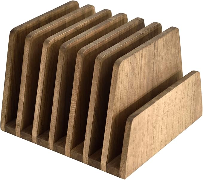 KIRIGEN Wooden Desk Mail Organizer, 7-Slot File Holder and Letter Sorter Wood by KIRIGEN