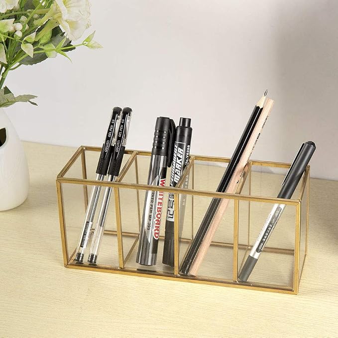 NIUBEE Acrylic Pen Holder 4 Compartments - Image 5
