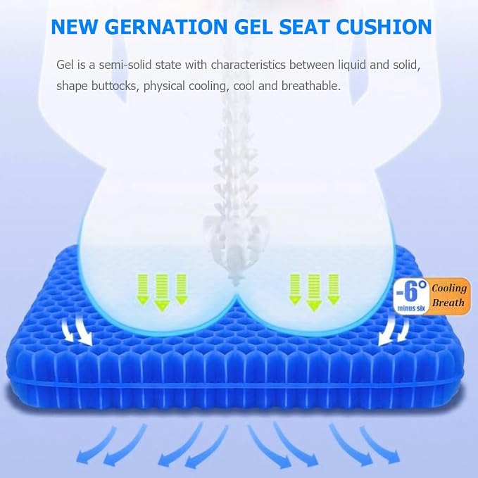 Extra Large Gel Seat Cushion for Long Sitting Pressure Pain Relief | 17x17inch - Image 2