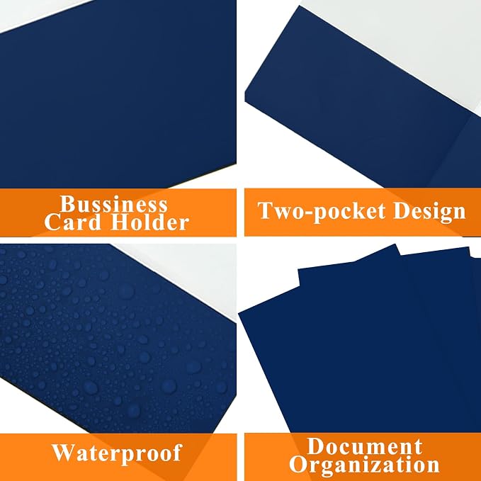 pmybupo Two Pocket Folders, 100 Pack Blue Folders - Image 4