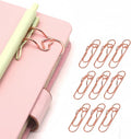 12-Pack Pen Holder Clips for Notebook, Cute Heart Paper Clips, Rose Gold Office by NELJIBEHU