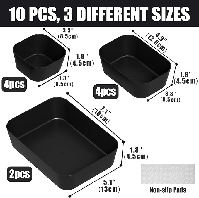 Drawer Organizers Bins 10 PCS for Bathroom Makeup Desk Office | - Image 2