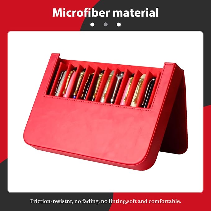 Leather 12 Fountain Pen/Pencil Tray Case Organizer, Fashion Design, Magnetic - Image 3