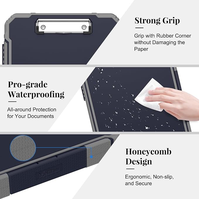 Meiikun Clipboard with Storage, Rugged Shockproof Protective, Internal Pen - Image 6