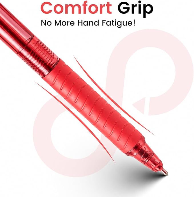 Sooez 24 Pack Bulk Pens Ballpoint, Retractable Red Ink Pens, Smooth Writing Pens - Image 3