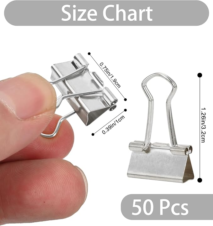 Binder Clips, 50 Pack, 0.75 in Small Paper Clips - Image 2