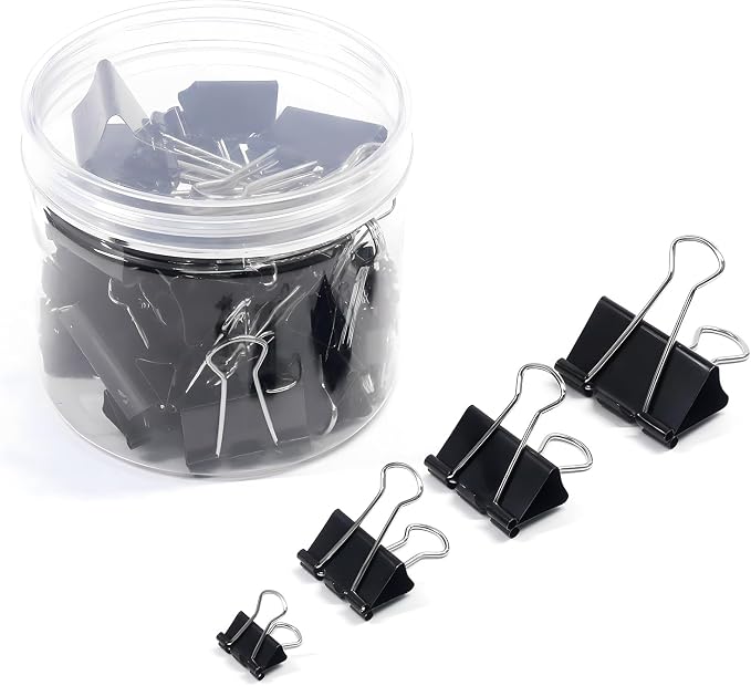 Black Binder Clips Assorted Sizes by Coideal