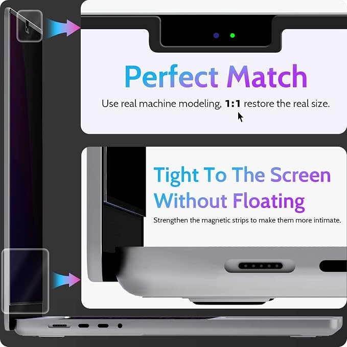 Peslv Magnetic Privacy Screen for MacBook Pro 16 Inch, 16inch Removable Matte - Image 8