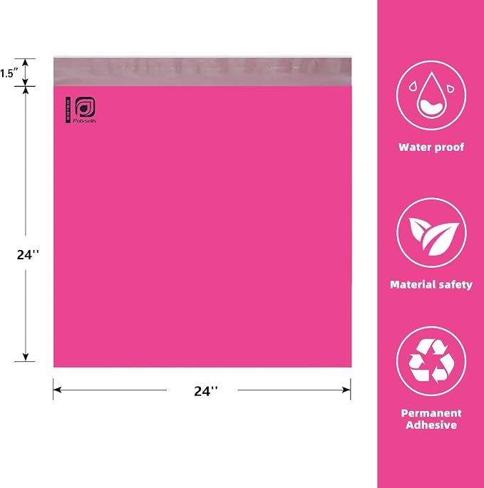 POLYSELLS 25 pcs 24x24 Inches Pink Poly Mailers Shipping Envelopes, Strong - Image 2