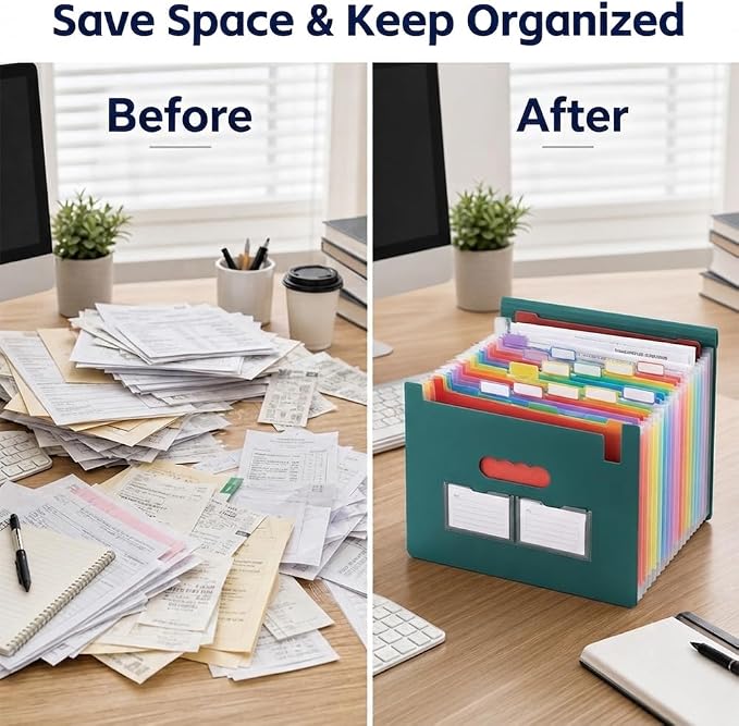 13 Pockets Accordion File Organizer, Portable Expanding File Folder - Image 6