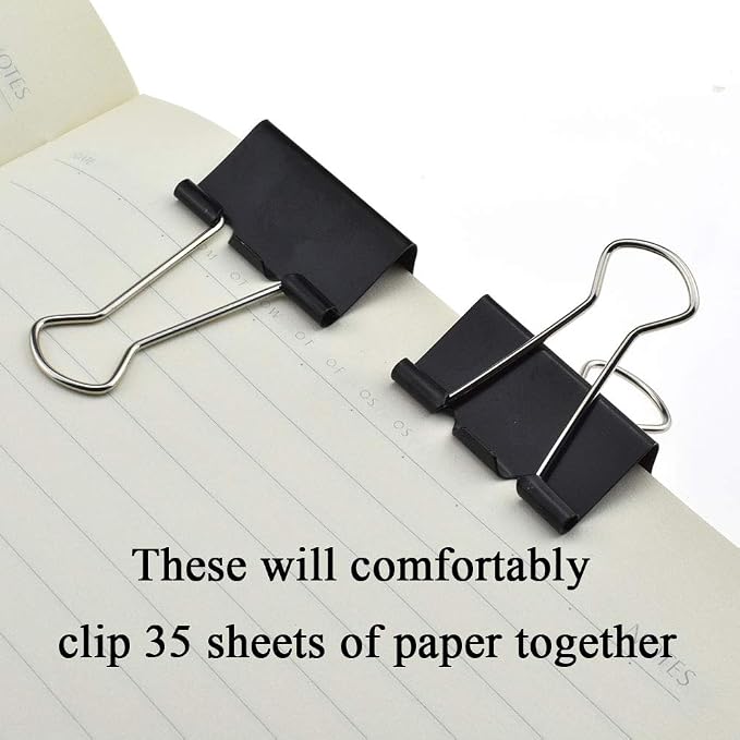 HAHIYO Binder Clips Paper Clamps Spring Steel Sturdy Medium 1.26 inches Width - Image 6