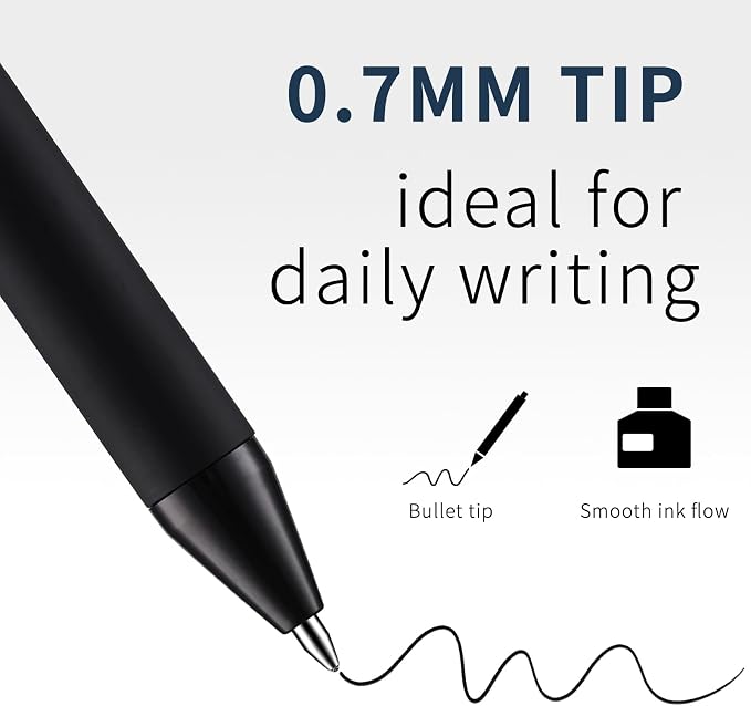YISAN Black Gel Pens, 12 Pack, 0.7mm Bullet Tip | Retractable, Fast Dry - Image 5