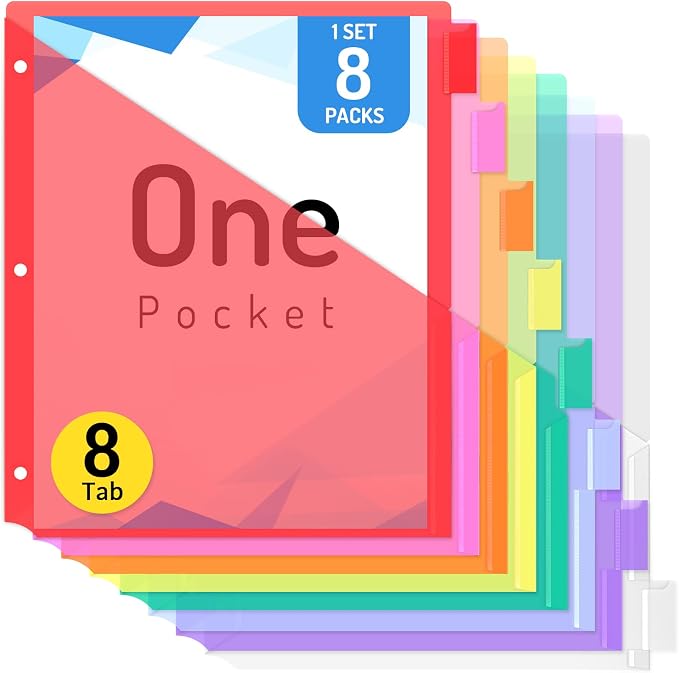Forvencer 8 Count Dividers for 3 Ring Binder, Binder Dividers by Forvencer