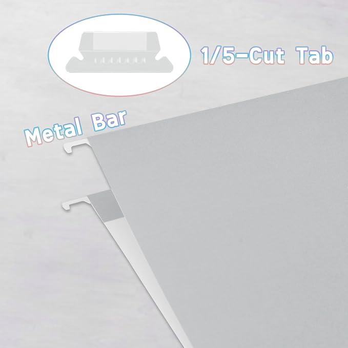 25 Packs Hanging File Folders Grey, Letter Size 8.5x11, Hanging File Folders - Image 3