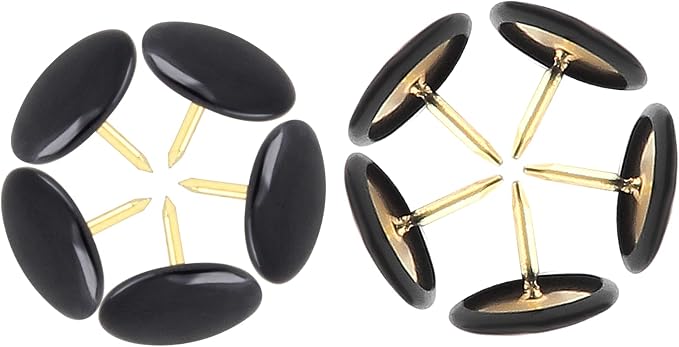 Piutouyar 300Pcs Black Decorative Flat Push Pin, Plastic Roundness Head - Image 2