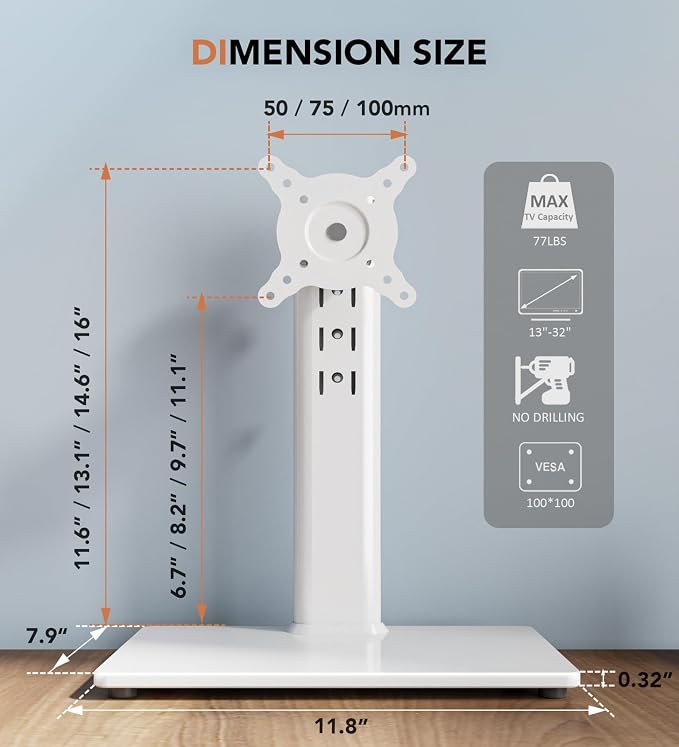 Hemudu Single LCD Computer Monitor Free-Standing Desk Stand Riser - Image 8