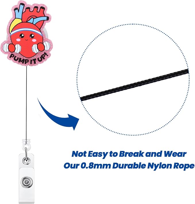 Pump It Up! Funny Cardiac Nurse Badge Reel, Cute Cardiology Heart Retractable - Image 5