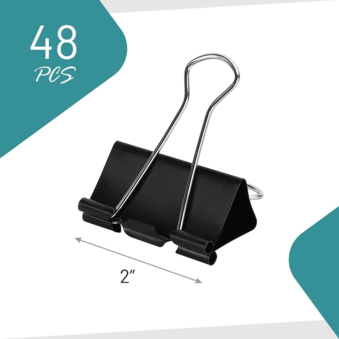 Binder Clips - 48 Pack Large Binder Clips, 2 Inch, File Clip - Image 3