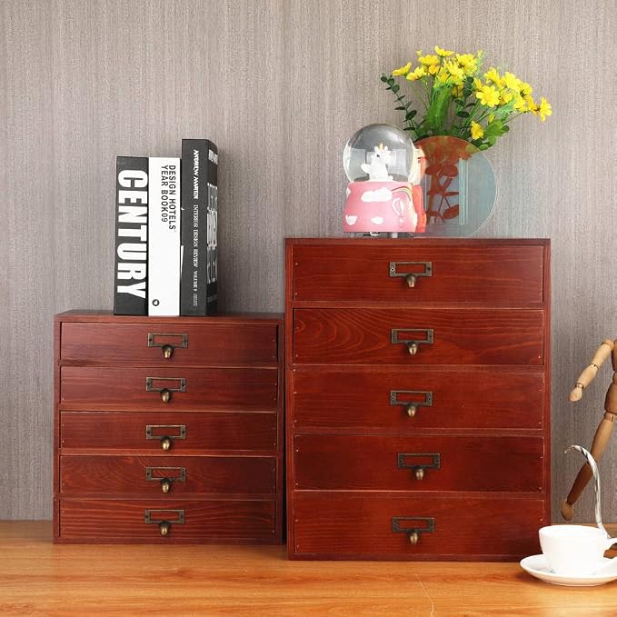 GoooodGIFT Large Wooden Drawer Rustic Desk Organizers and Accessories Wooden - Image 7