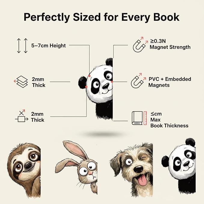 10PCS Funny Animal Magnetic Bookmarks - Image 6