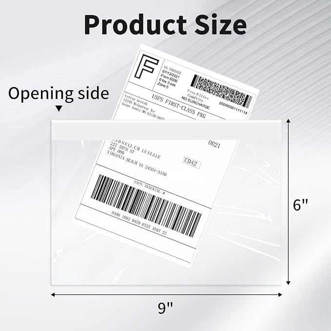 9527 Product 6" x 9" Clear Adhesive Top Loading Packing List Clear Shipping - Image 2
