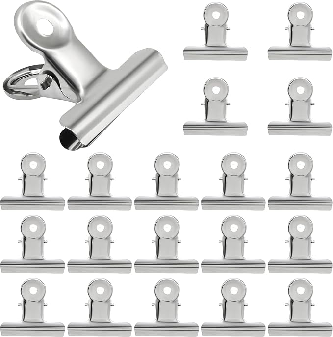 Bonsicoky 10 Pack Sliver Bulldog Clips, 2.6 inch / 65mm Mini Metal Hinge Clips by Bonsicoky