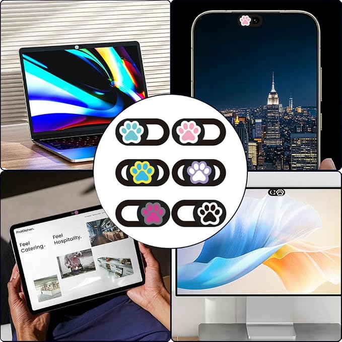 6Pcs 6 Styles Paw Print Cute Laptop Camera Cover 0.04 Inch Privacy Guard - Image 5