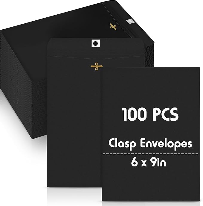 Geyee 100 Pcs Clasp Manilla Envelopes 6 x 9 Inch Gummed Colored Envelopes by Geyee