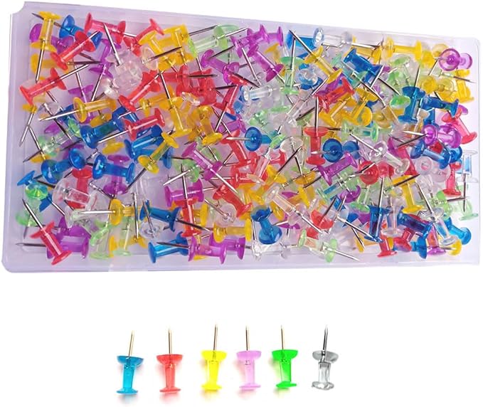 200pcs Push Pins, Bulletin Board Thumb Tacks by HeGangLy