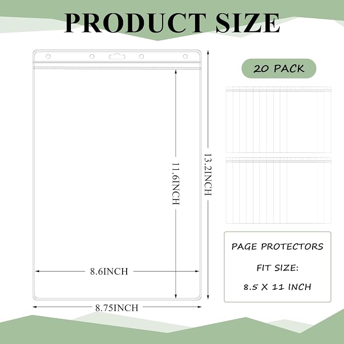 Sinload 20 Pcs Heavy Duty Sheet Protectors 8.5 x 11 Inch Job Ticket Holder - Image 2
