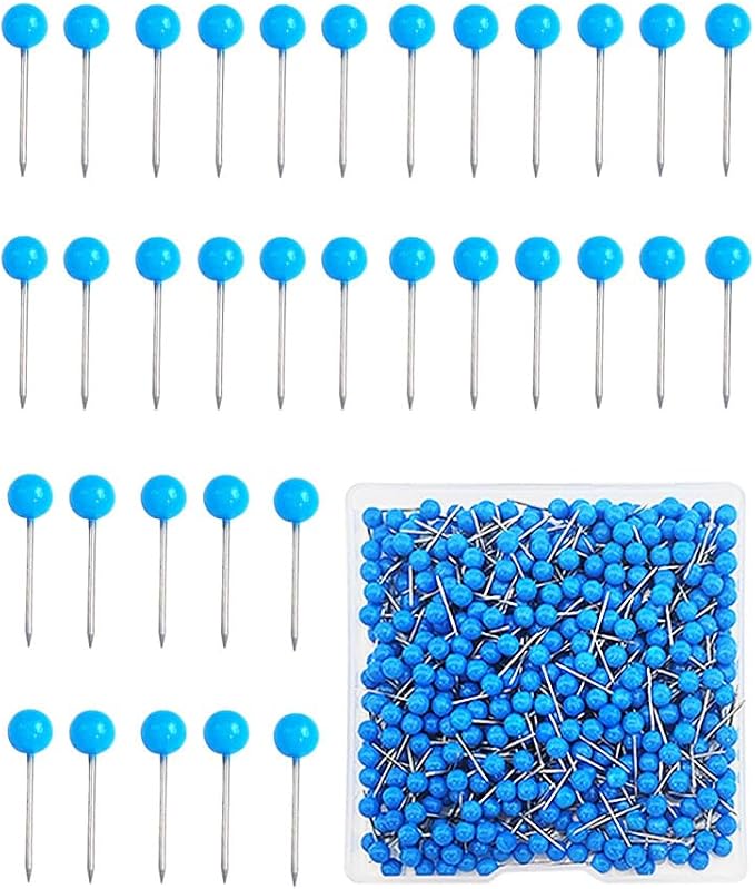 500 Pieces Map Push Pins, Small Round Head Marking Pins, Round Head Push Pin by Unknown