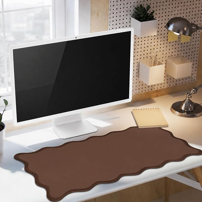 Hahafelt Scalloped Desk Mat Large Desk Pad Cute Coquette Table Mat Back to - Image 7