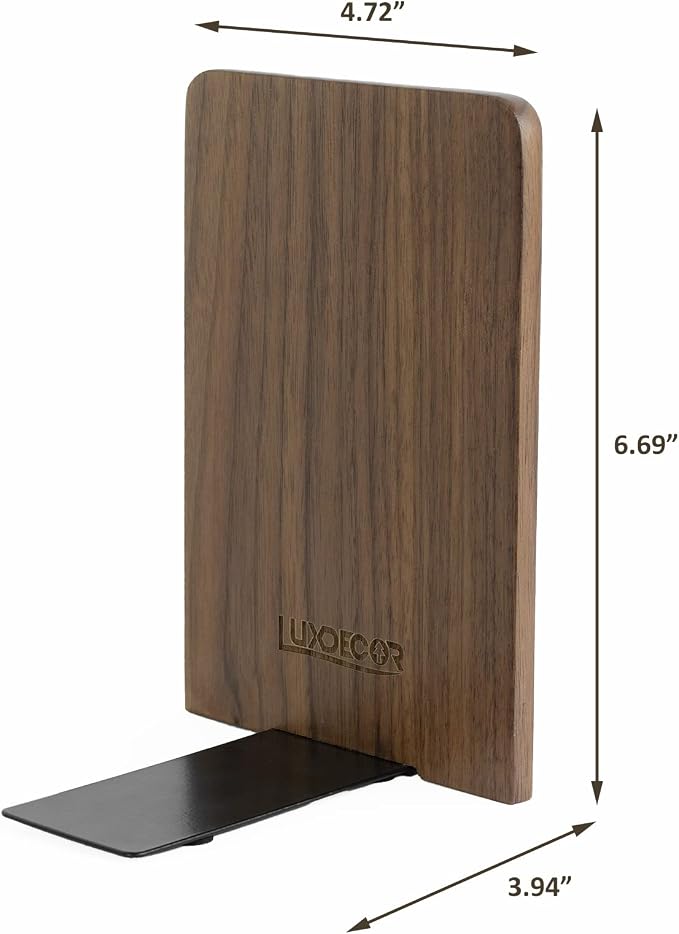 Large Bookend Hold Heavy Books- 7x4x5in 2 Pack Wood Bookends - Image 3