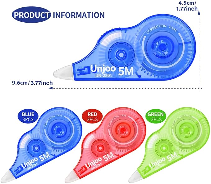 Unjoo White Correction Tape | Easy To Use Applicator, Fast Clean Tear-Resistant - Image 2