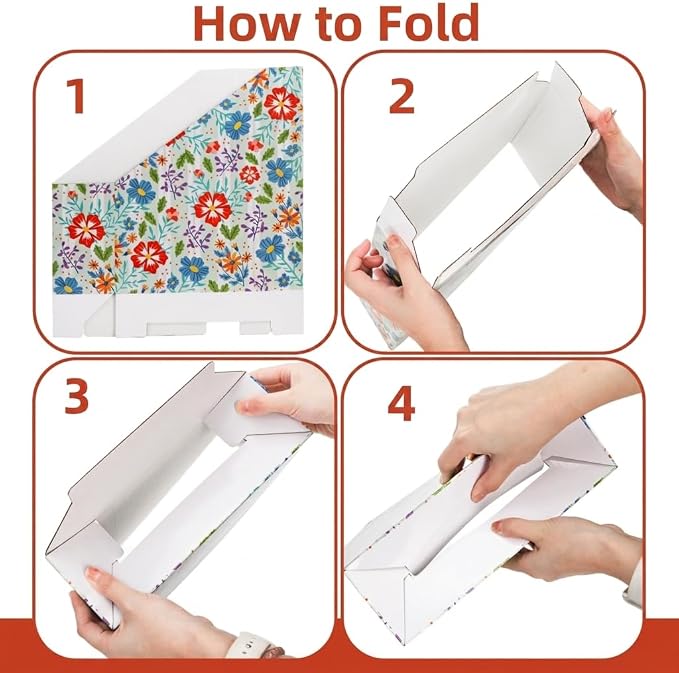 WRINGKIT 20 Pack Cardboard Magazine File Holder, Foldable Magazine Organizer Box - Image 4