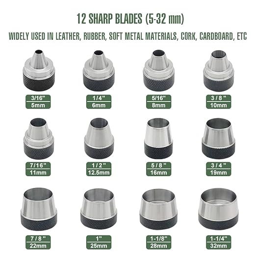 12 in 1 Hollow Hole Punch Set, Gasket Cutting Puncher, Leather Punch. | 12 - Image 2
