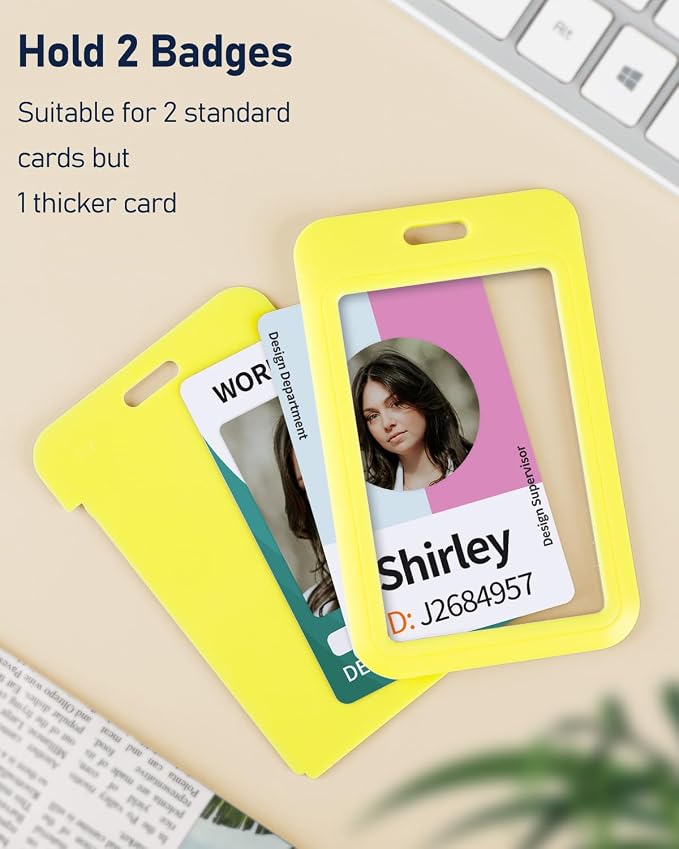 Uniclife 3 Pack Sliding ID Badge Holder Vertical Hard Plastic Case - Image 2