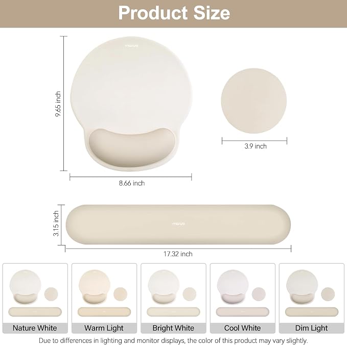 MOSISO Wrist Rest Support for Mouse Pad&Keyboard Set, Circle Curved Ergonomic - Image 6