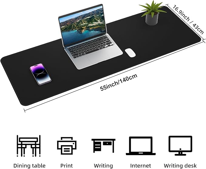 AFIING Cork Desk Mat 55" x 17", Dual-Sided Natural Cork & PU Leather Desk Pad - Image 2